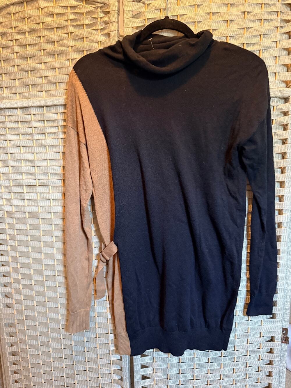 The Limited Women's Colorblock Turtleneck Sweater Dress Black Brown Size S